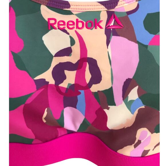 Reebok Multi Color Bright Camo Patterned XXXL Sport Bra with Pink Trim-Lining - Picture 2 of 7